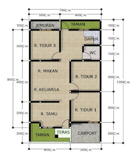  Denah  Rumah  Ukuran 7x12 Tanpa  Garasi  DESAIN RUMAH  MINIMALIS 