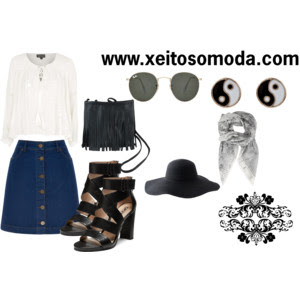 imagen look minifalda vaquera botones