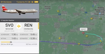 Passagierflugzeug NWS077 von Nordwind Moskau-Orenburg