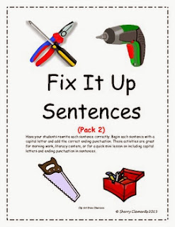 http://www.teacherspayteachers.com/Product/Fix-It-Up-Sentences-Capital-Letters-and-Ending-Punctuation-Pack-2-670983