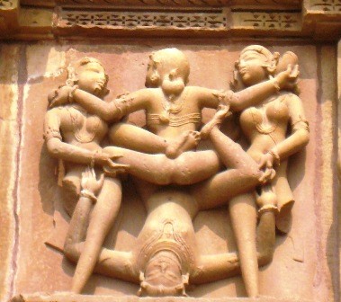 Khajuraho erotic art in an Indian temple
