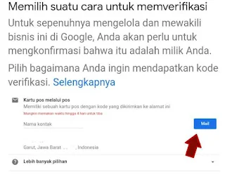 Pilih verifikasi lewat surat