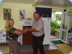 Ken Mahy and Desiree Barrows dancing to Carole Littlejohn on the keyboard