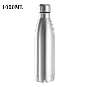 Stainless Steel Water Bottle Reusable Leakproof Single Wall Nesting Cup 1000ml Hown - store