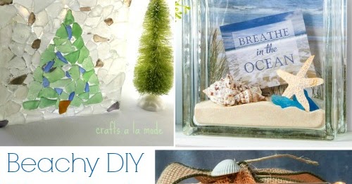 Beach Glass Block Ideas with Shells, Seaglass & Christmas Lights