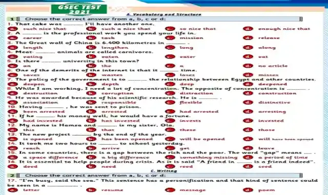 بالاجابات امتحان اللغة الانجليزية للصف الثالث الثانوى القسم الادبي دور يوليو 2021