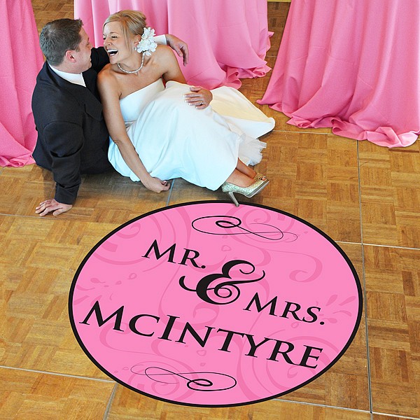 Wedding Dance Floor Decorated with Personalized Wedding Decal