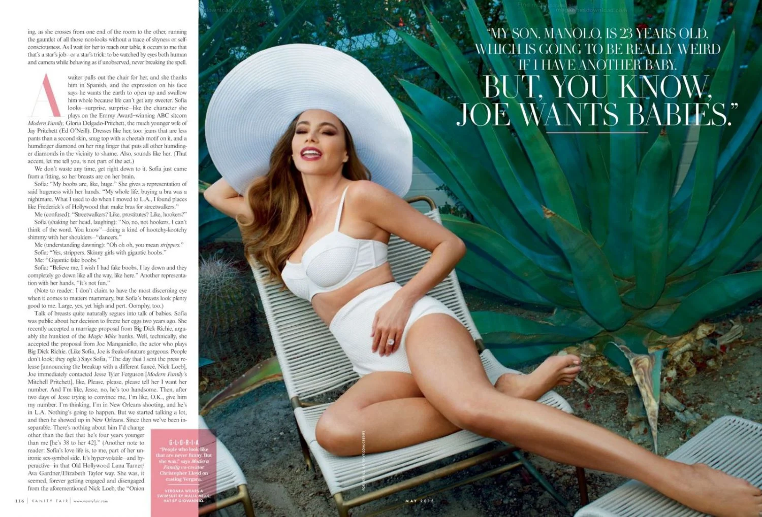 Sofia Vergara bares cleavage for Vanity Fair May 2015