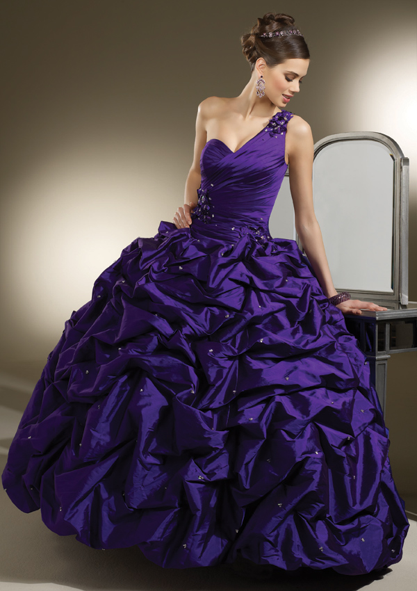 Purple beaded dress style 88011 with stunning beaded organza