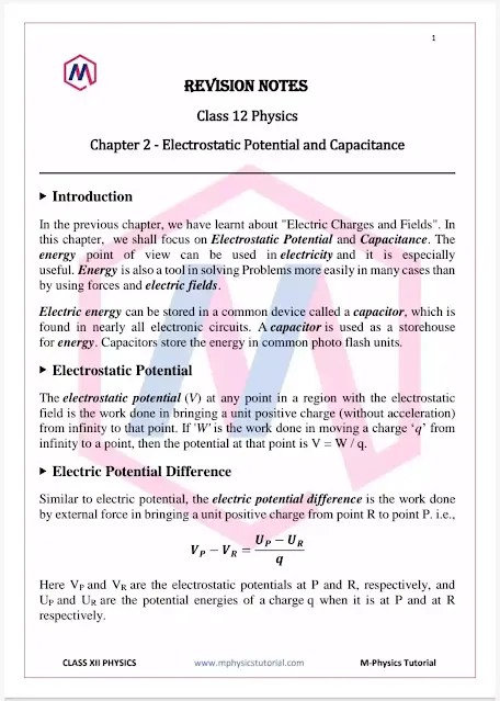 Chapter 2: Electrostatic Potential and Capacitance
