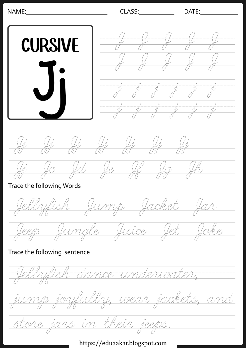 Cursive j Worksheet