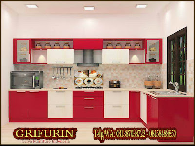Kitchen set minimalis duco warna merah