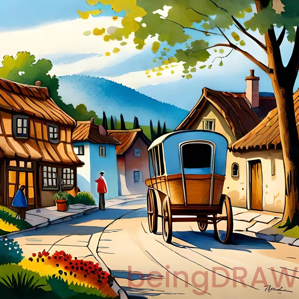 my village drawing