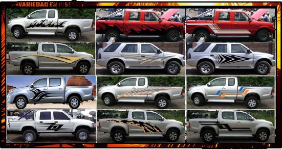 Franjas Para Camionetas Toyota Hilux 4X4 /Vectores para plotter de corte