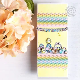 Sunny Studio Stamps: Eyelet Lace Border Dies Chubby Bunnies Chickie Baby Easter Card by Candice Fisher
