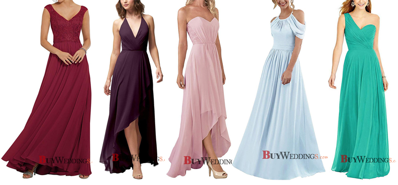 2020 Long Chiffon Bridesmaid Dresses for Women 