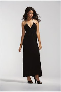 long black halterneck dress