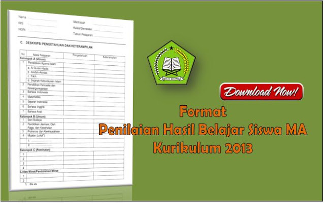 Format Penilaian Hasil Belajar Madrasah Aliyah(MA) Kurikulum 2013