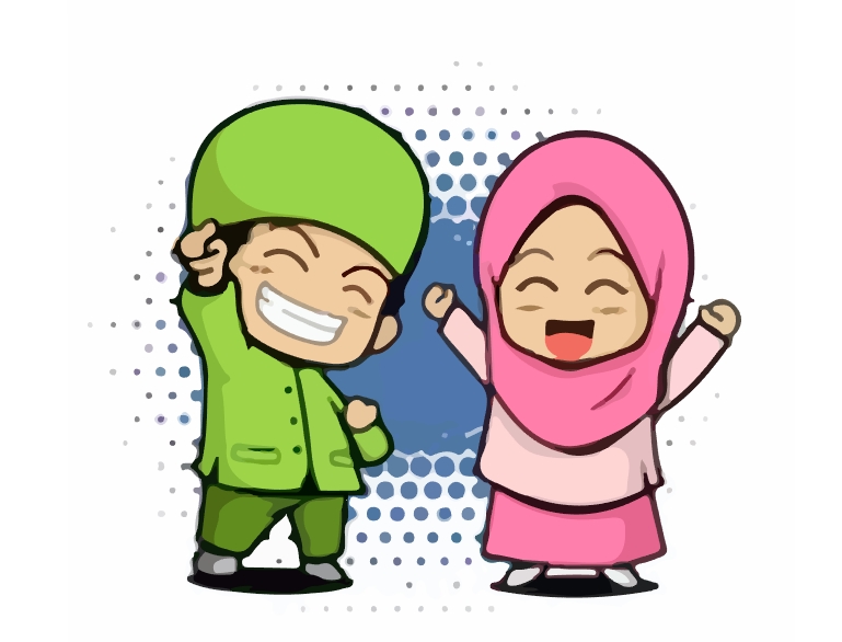  Kartun  Anak  Muslim Vector CDR AI Guru Corel