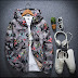 Men's Casual Butterfly Print Camouflage Hoodie Jacket