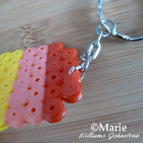 Attaching a key chain keyring finding to a fused bead design Perler Hama beads craft