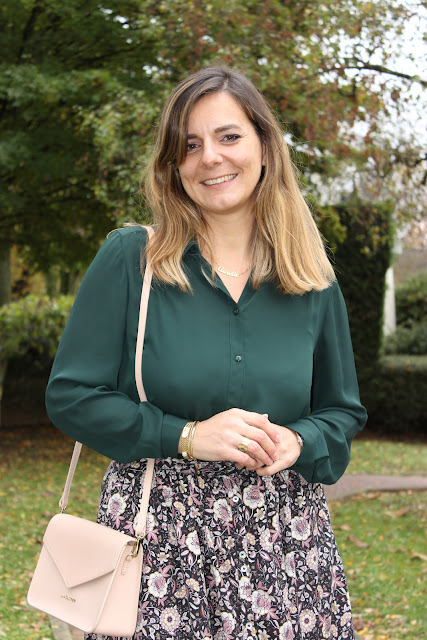 jupe balzac, look du jour, blouse verte, les petites bulles de ma vie