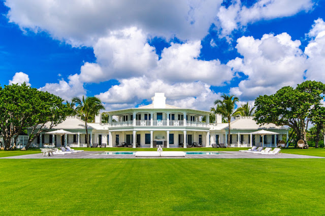 Celine Dion's Florida mansion exterior with pool