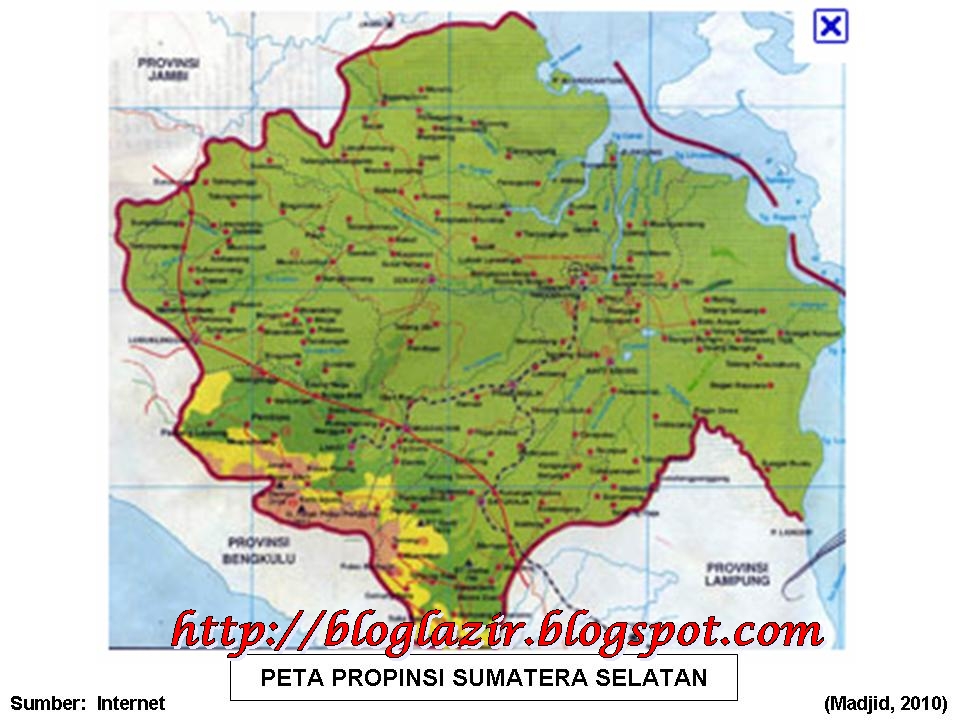 Gambar Peta Provinsi Sumatera  Selatan  Palembang  bloglazir