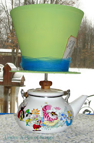 tea party, lamp revamp, diy, upcycle, repurpose, Disney, tea pot, 