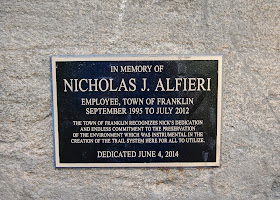 close up of the dedication to Nick Alfieri