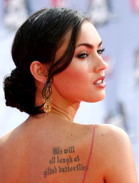 Megan Fox with Shakespearean quote. "We two alone will sing like birds i' 