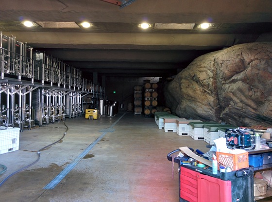 The impressive rock cave winery at Pentage