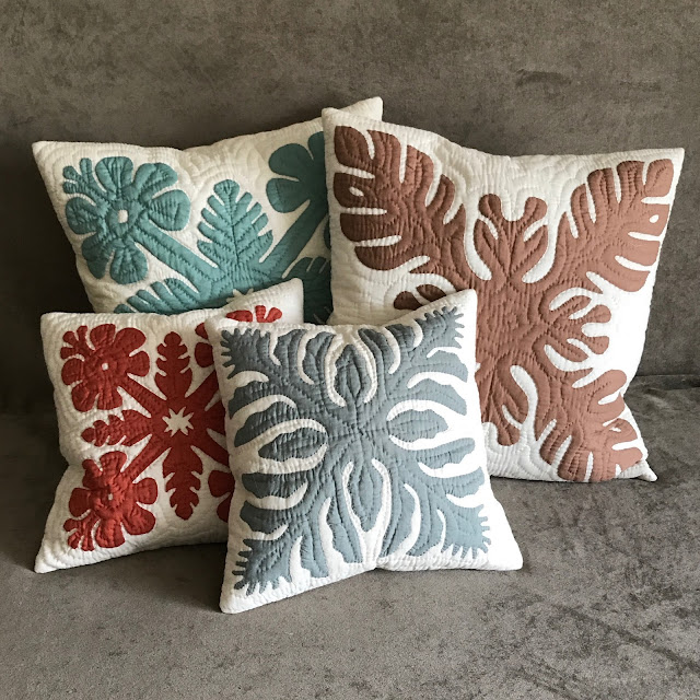Pillows with traditional Hawaiian quilting