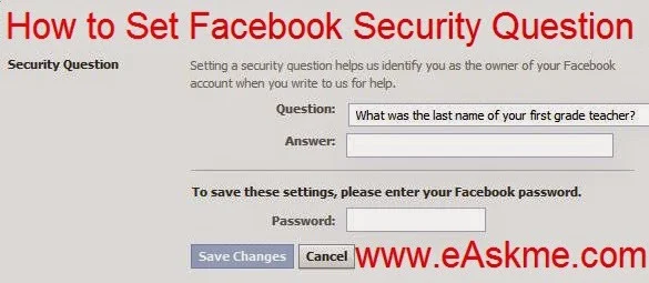 How to Set Security Question on Facebook : eAskme