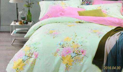 Sprei Katun Jepang Motif Bunga Hijau