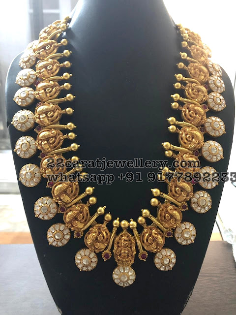 Silver White Kundan Bottu Mala 