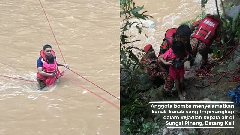 [VIDEO] 10 beranak terperangkap dalam kejadian kepala air di Sungai Pinang, Batang Kali