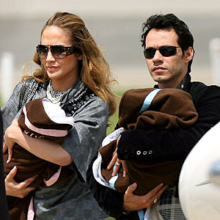 Jennifer Lopez and Marc Anthony with Max and Emme