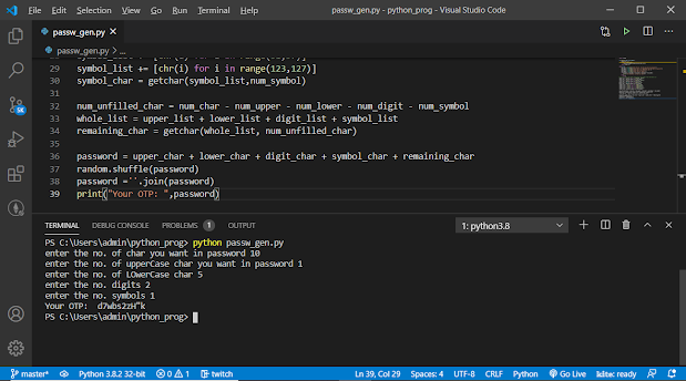 Password (OTP) Generator using Python demo