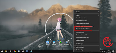 Kalian klik kanan di Taskbar lalu aktifkan Show touch keyboard button