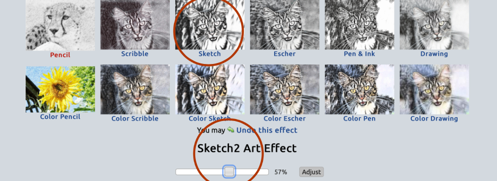 sketch options for photo art