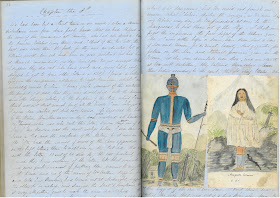 Page from the diary with sketch of native people 
