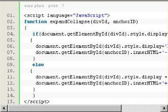 Example of javascript code in syntax highlighter