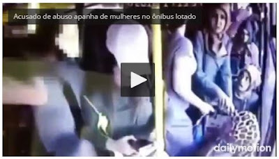 [VIDEO] Folgado tenta abusa de mulher em ônibus lotado