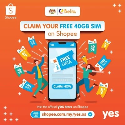 Claim Free 40GB YES Sim on Shopee