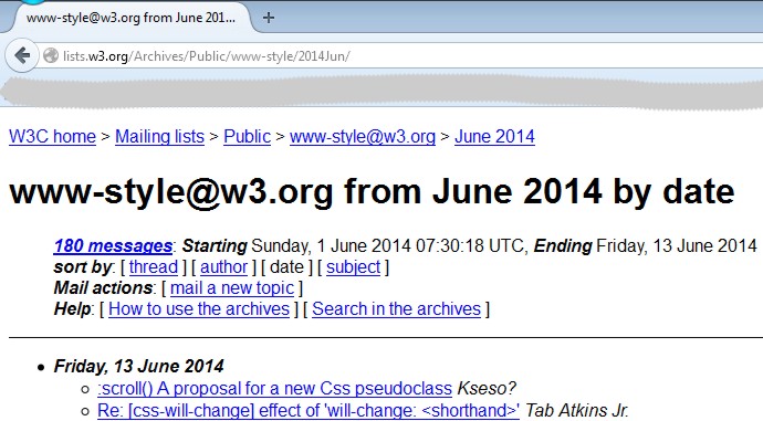 Captura pantalla de la propuesta en la lista del W3c