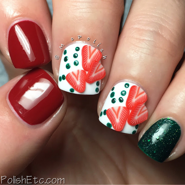 Red Nails for the #31DC2016Weekly - Strawberry Fimo - McPolish