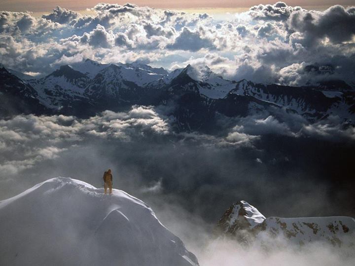 On Top of Eiger Peak, Berner Alpen, Switzerland - World First Speedflying - Kite Skiing of the Mount Eiger in Switzerland