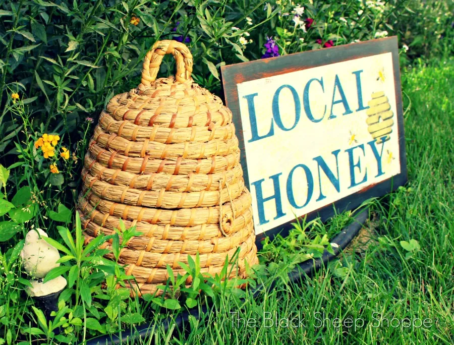 Hand stenciled Local Honey sign.