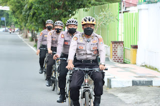 Sat Samapta Polres Blitar Kota Patroli Sepeda Sigap Jaga Situasi Kamtibmas Tetap Kondusif